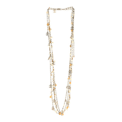 Chanel Pearl CC Charms Multi Strand Long Necklace Gold Silver 3 of 5