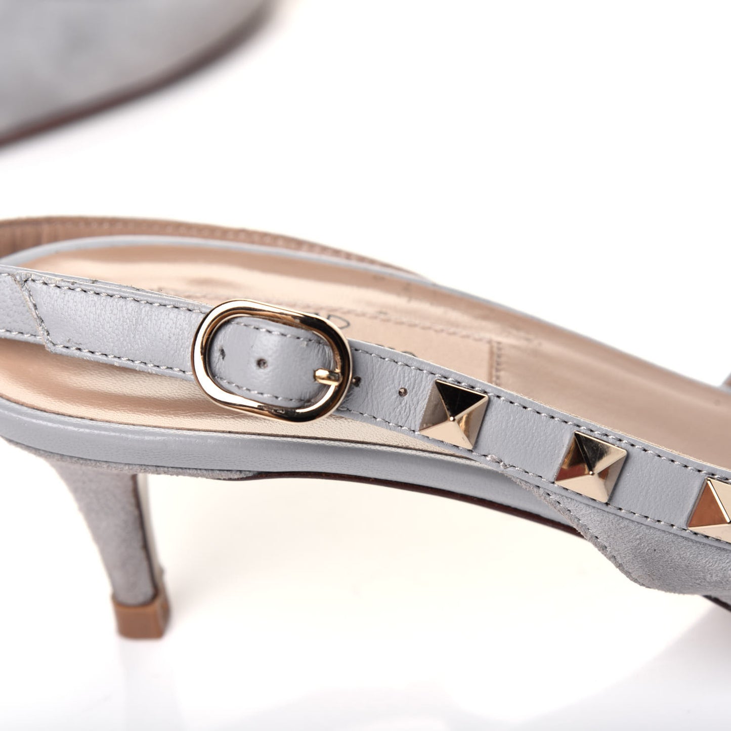 Suede Nappa Rockstud Half D'Orsay Slingback 50mm Pumps 37 Pastel Grey