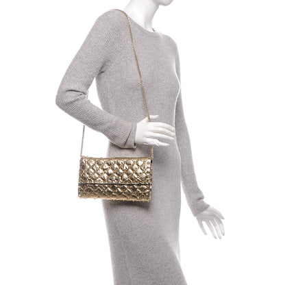 Valentino Garavani Metallic Wrinkled Lambskin Rockstud Spike Wallet on Chain Mekong 2 of 7