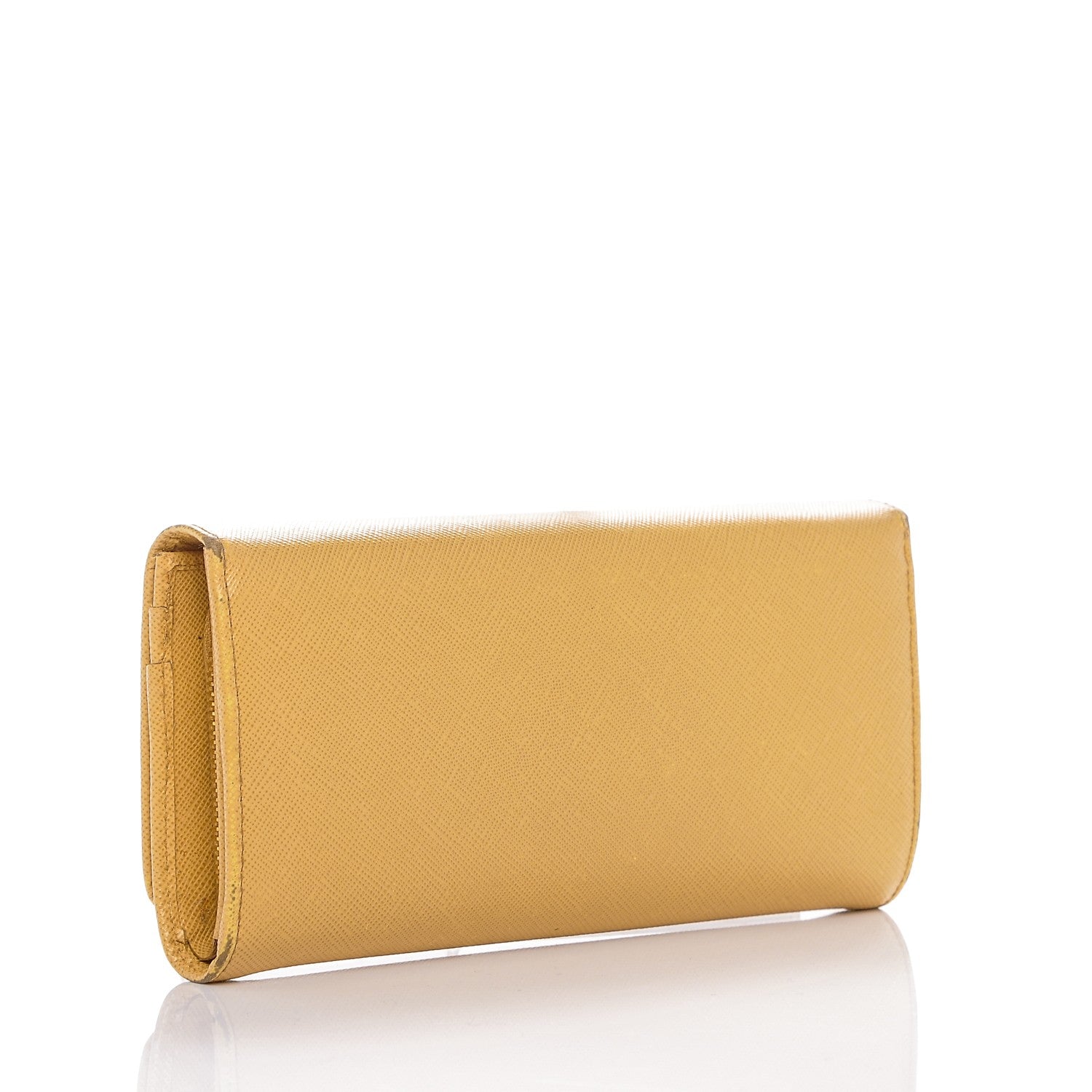 Prada Saffiano Metal Continental Flap Wallet Ginestra 3 of 10