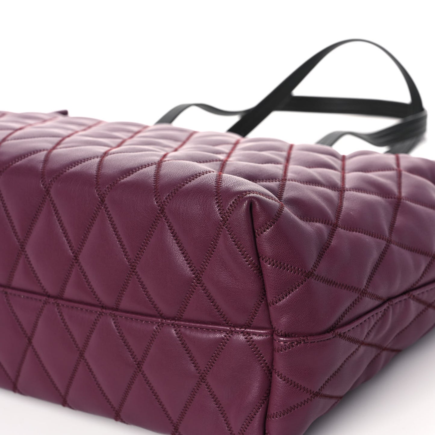 Rubber Effect Canvas Quilted Duo Shopper Tote Aubergine