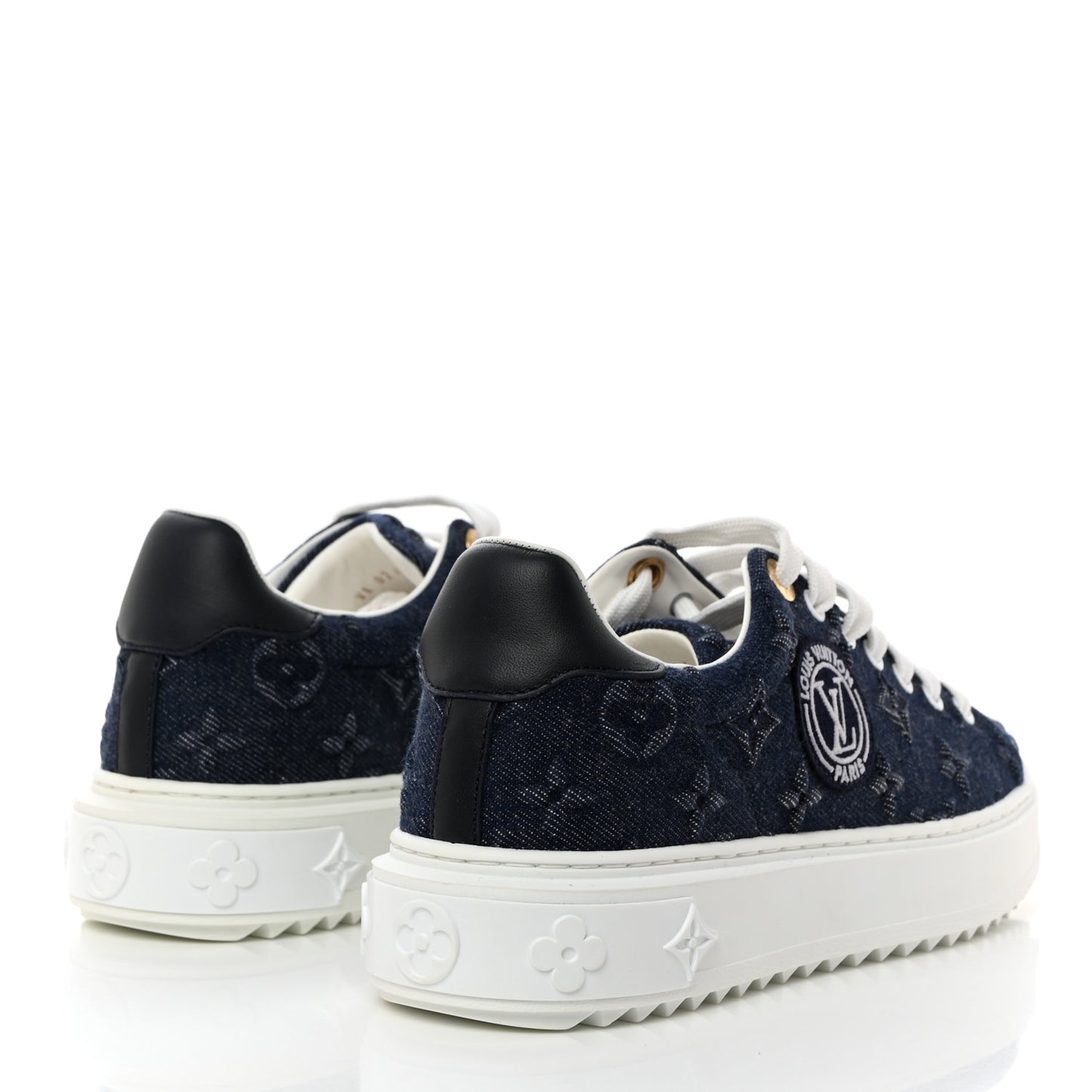 Denim Monogram Debossed Time Out Sneakers 37 Blue