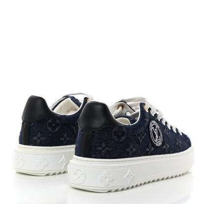 Louis Vuitton Denim Monogram Debossed Time Out Sneakers 37 Blue 4 of 9