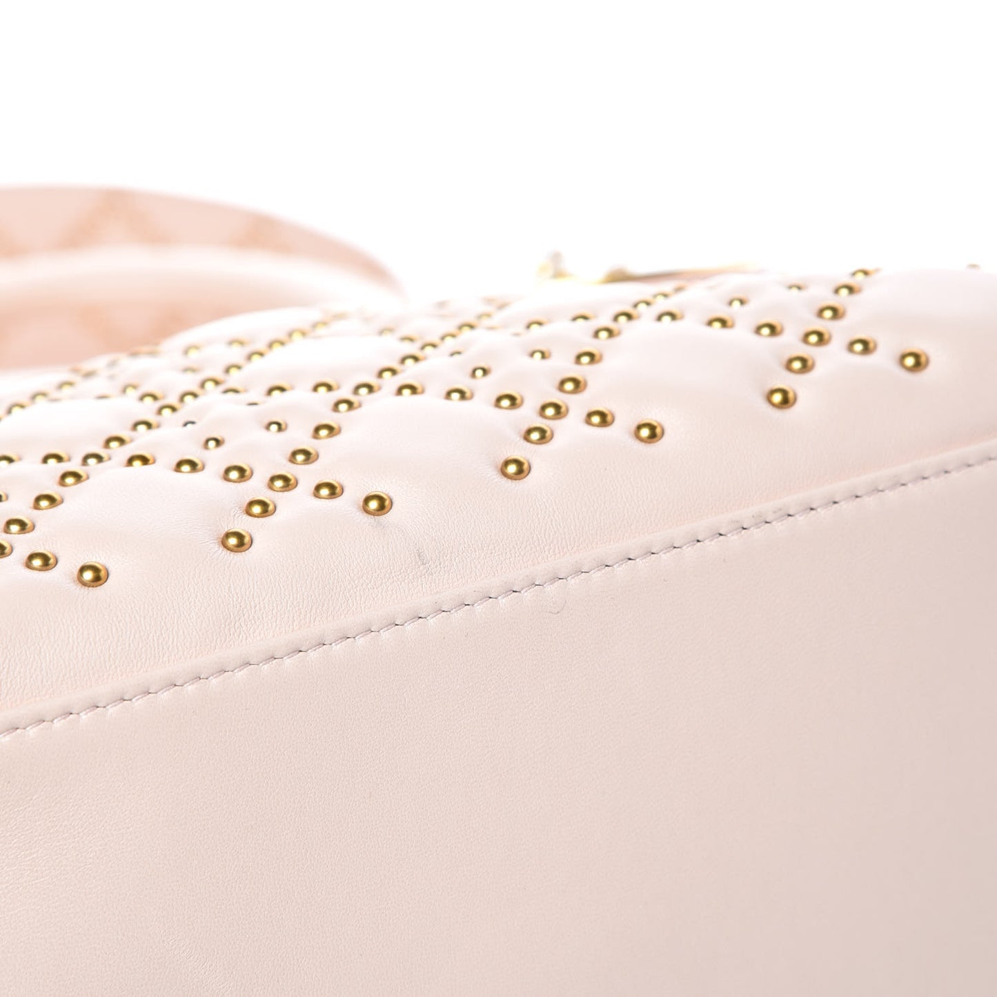 Calfskin Cannage Studded Medium Supple Lady Dior Light Pink