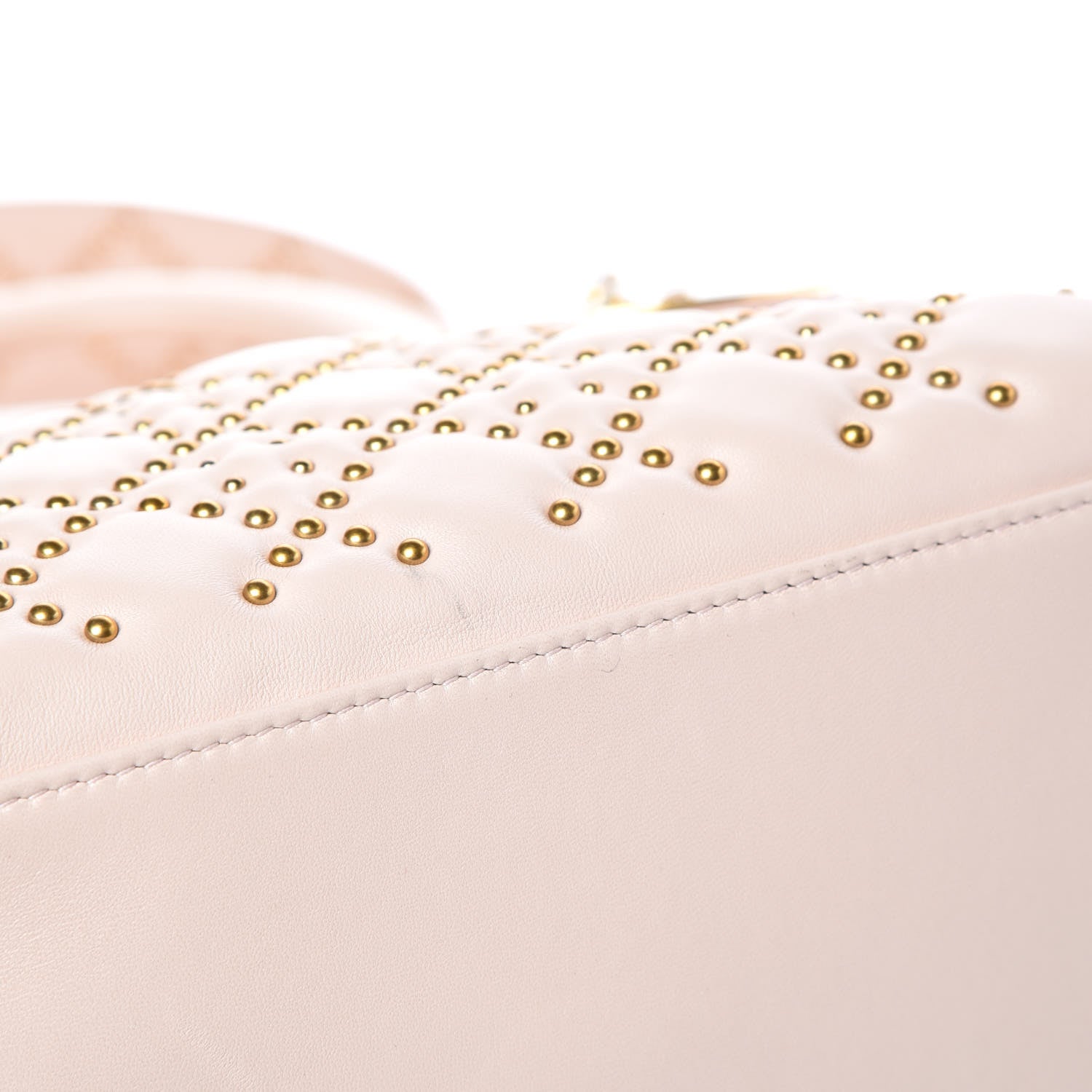 Christian Dior Calfskin Cannage Studded Medium Supple Lady Dior Light Pink 8 of 10