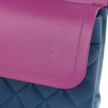 Chanel Lambskin Quilted Medium Double Flap Blue Pink 12 of 15