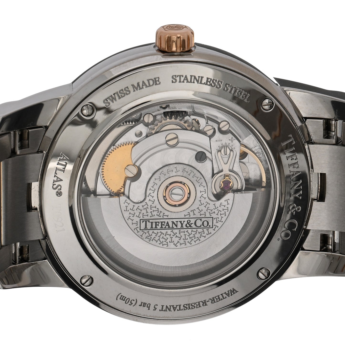 Stainless Steel 18K Rose Gold 37mm Atlas 3-Hand Automatic Watch