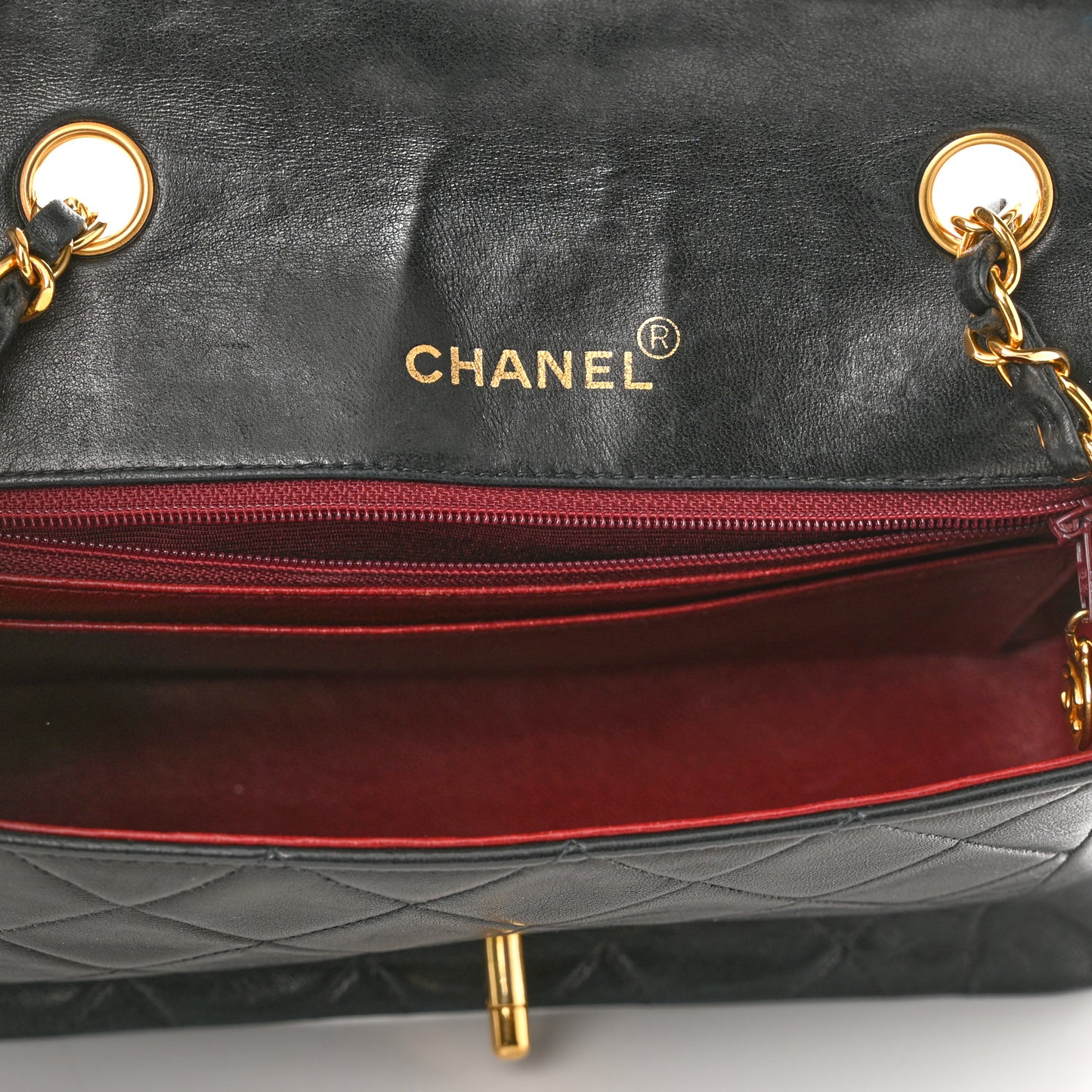 Lambskin Quilted Small Single Flap Black