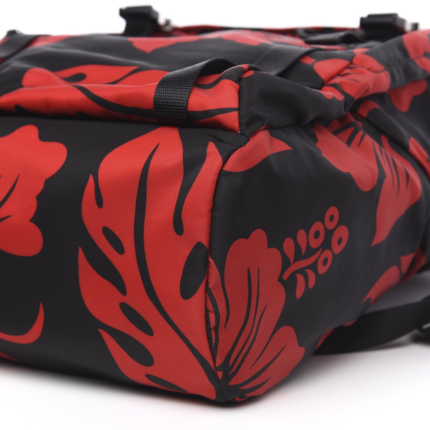 Tessuto Hibiscus Print Double Buckle Backpack Black Rosso