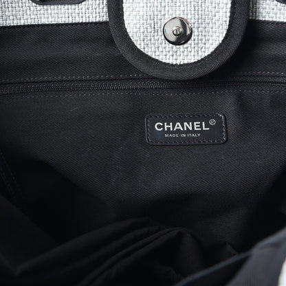 Chanel Woven Straw Raffia Deauville Large Tote Grey 8 of 9
