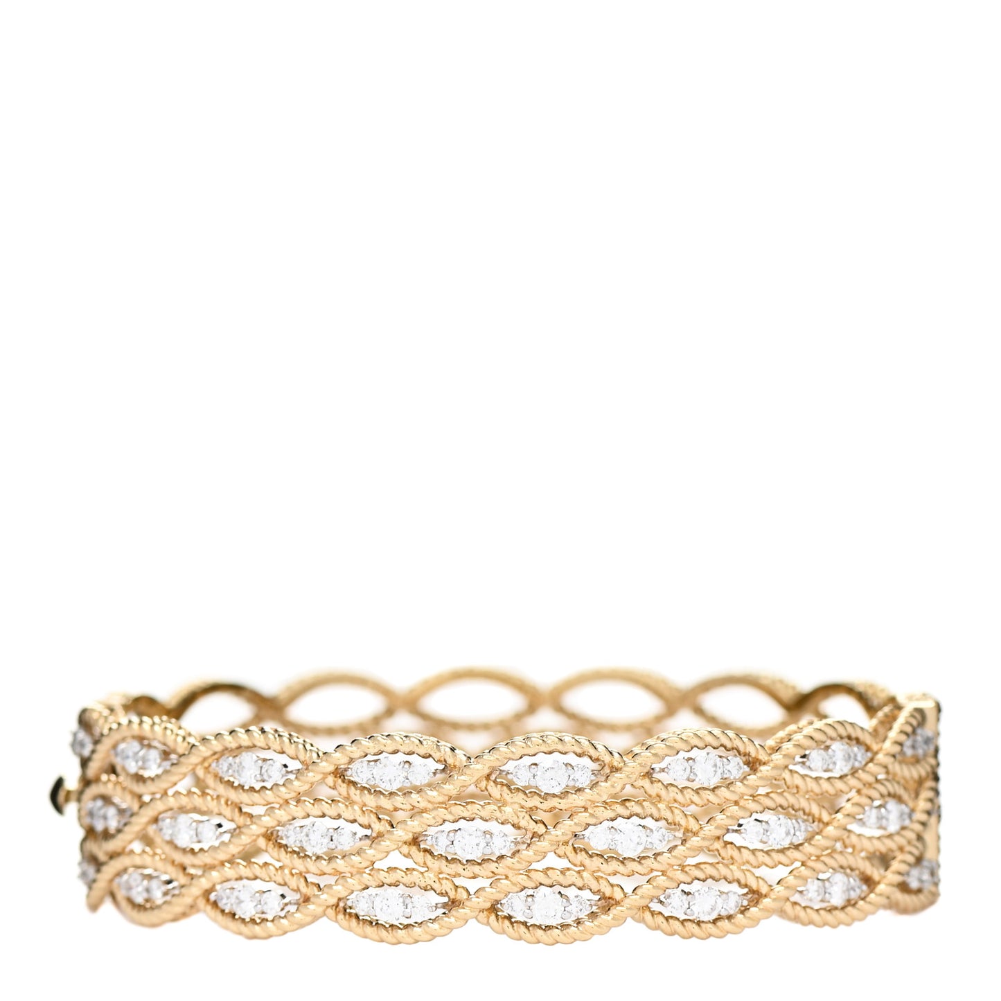 18K Yellow Gold Diamond 3 Row Barocco Bracelet