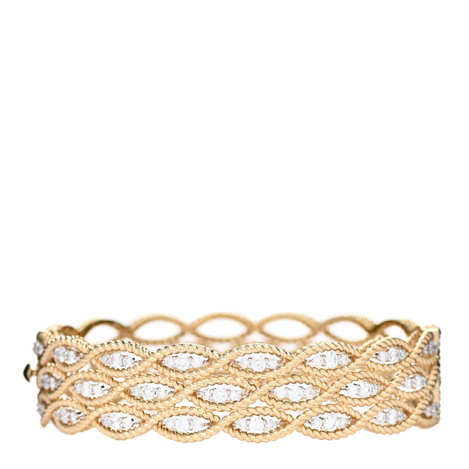 Roberto Coin 18K Yellow Gold Diamond 3 Row Barocco Bracelet 1 of 4