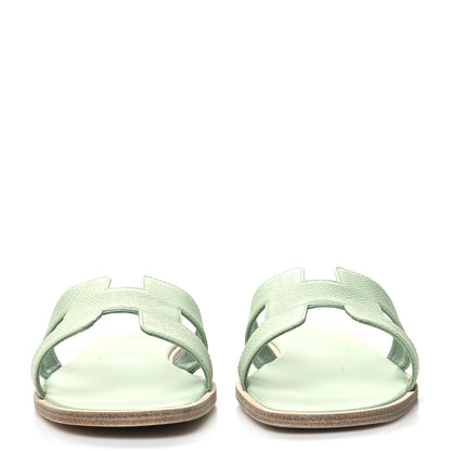 Hermes Epsom Oran Sandals 40.5 Vert Jade 2 of 9