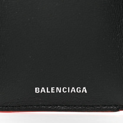 Balenciaga Smooth Calfskin Logo Mini Everyday Wallet Vivid Red Black 6 of 8