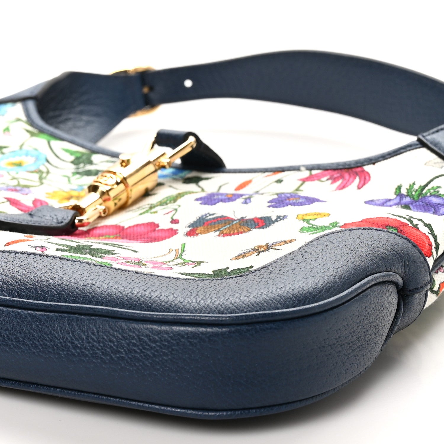 Gucci Canvas Flora Medium Jackie Hobo Blue Agata 10 of 10