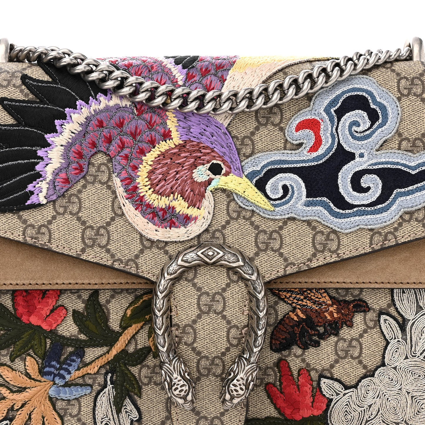 GG Supreme Monogram Embroidered Medium Dionysus Shoulder Bag Taupe