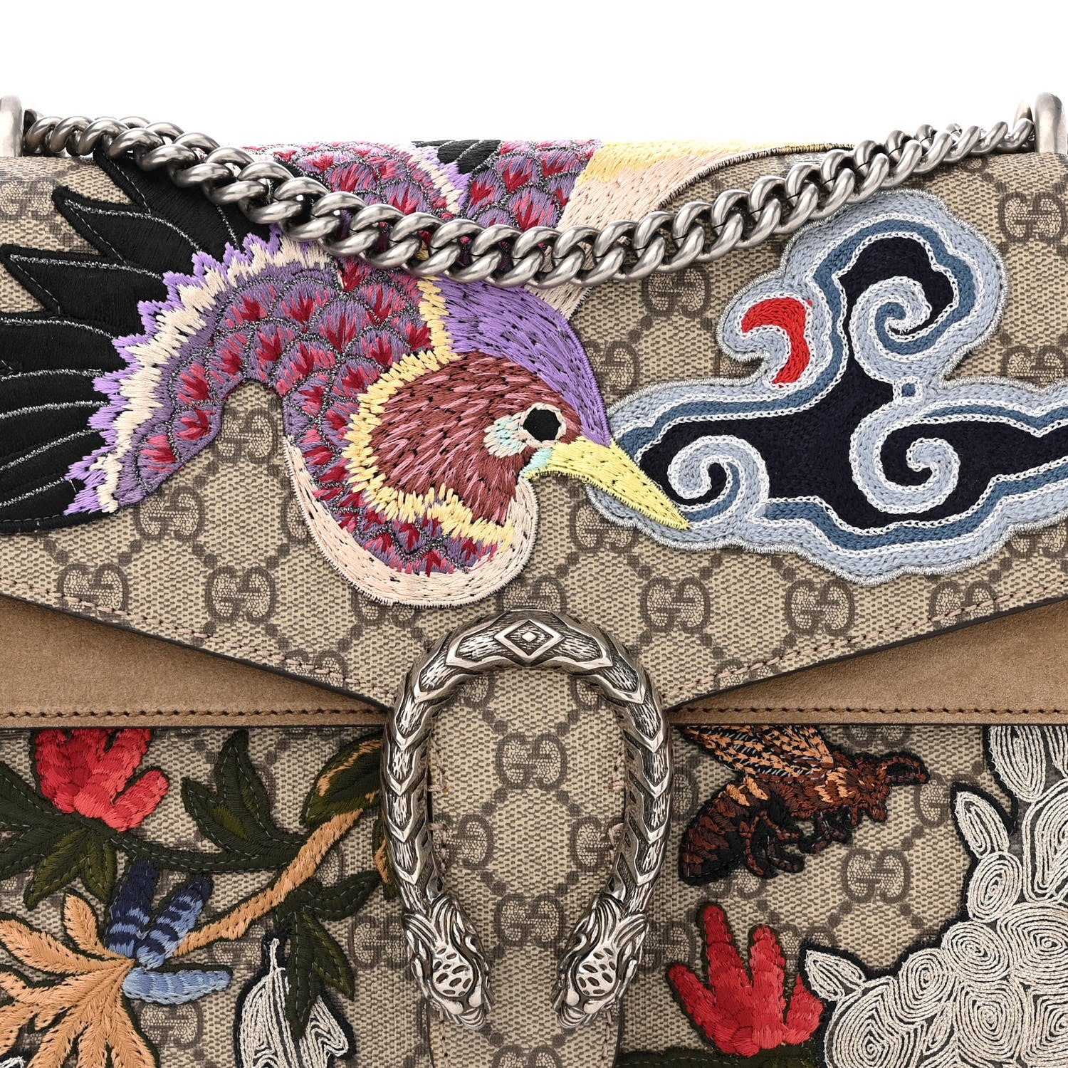 Gucci GG Supreme Monogram Embroidered Medium Dionysus Shoulder Bag Taupe 8 of 15