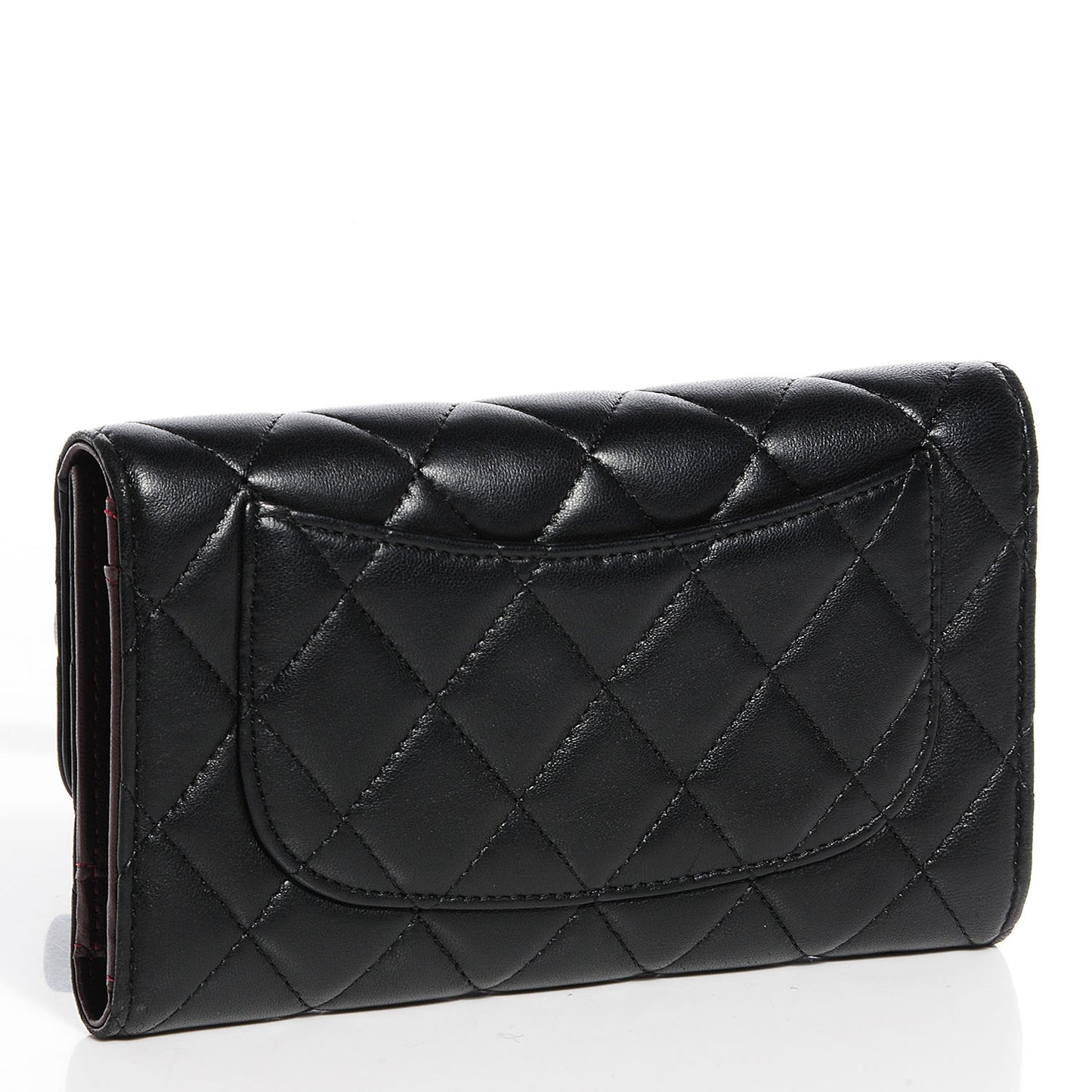 Lambskin Quilted Large Flap Wallet Black