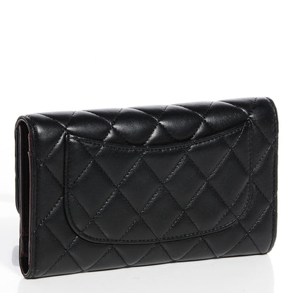 Chanel Lambskin Quilted Large Flap Wallet Black 3 of 8