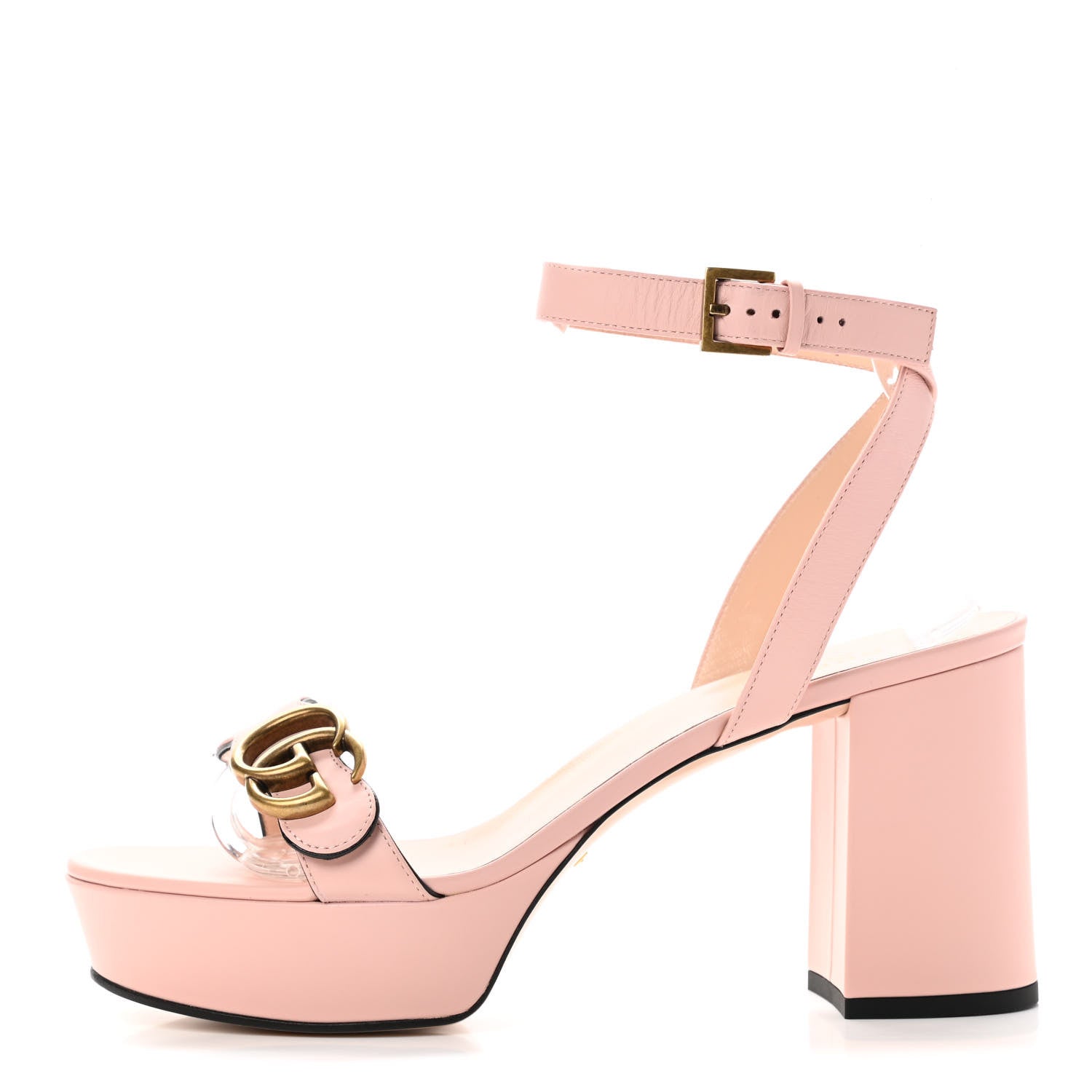 Gucci Calfskin GG Marmont Ankle Wrap 30/85mm Platform Sandals 39.5 Perfect Pink 1 of 9