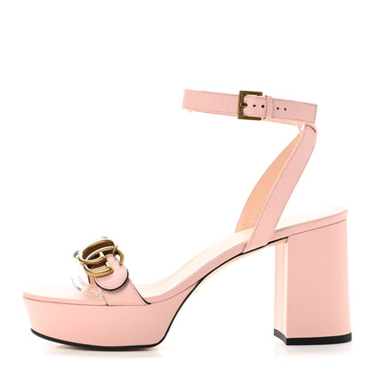 Gucci Calfskin GG Marmont Ankle Wrap 30/85mm Platform Sandals 39.5 Perfect Pink 1 of 9