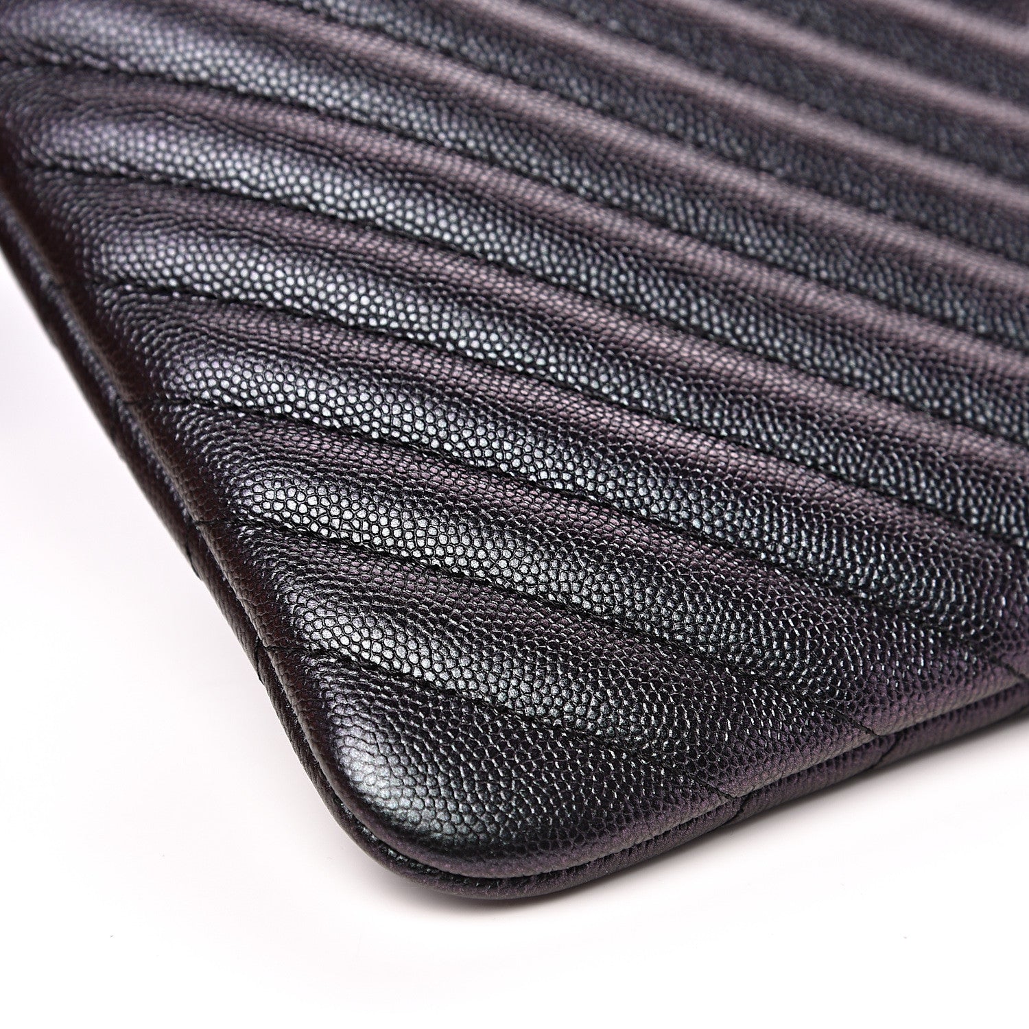 Chanel Iridescent Caviar Chevron Quilted Medium Cosmetic Case Black 9 of 11