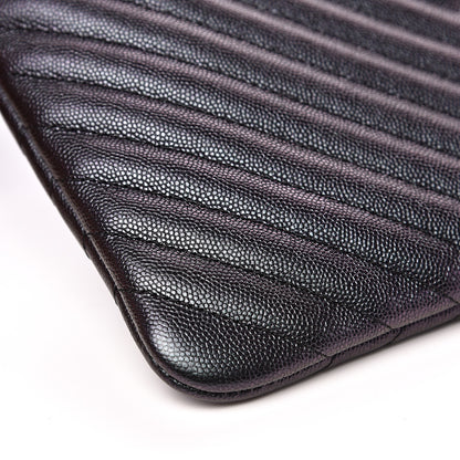 Chanel Iridescent Caviar Chevron Quilted Medium Cosmetic Case Black 9 of 11