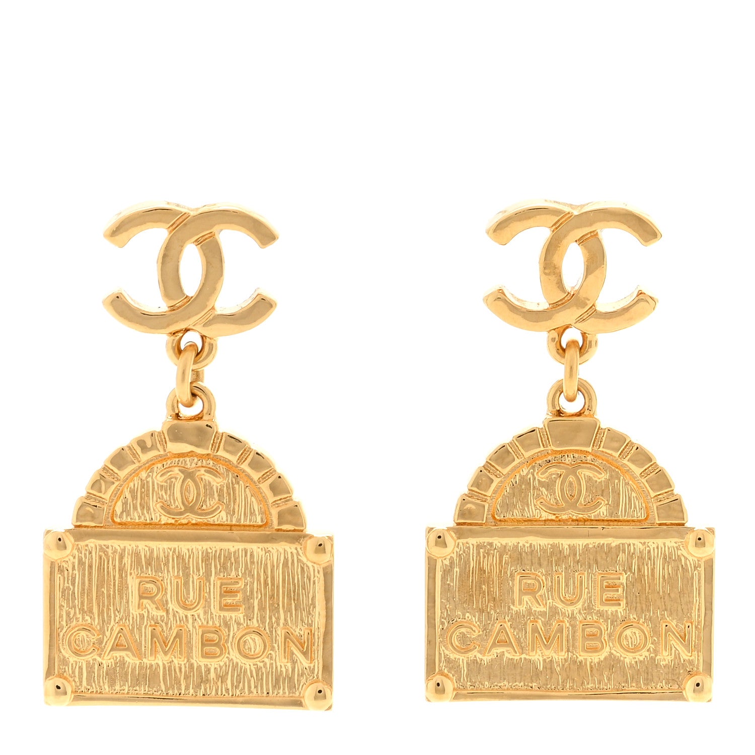 Chanel Metal CC Rue Cambon Drop Earrings Gold 1 of 4