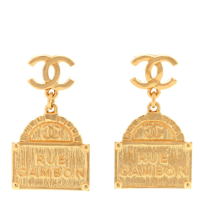 Chanel Metal CC Rue Cambon Drop Earrings Gold 1 of 4