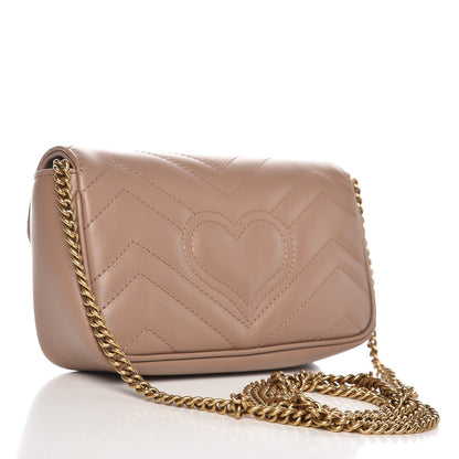 Gucci Calfskin Matelasse Super Mini GG Marmont Shoulder Bag Porcelain Rose 3 of 8
