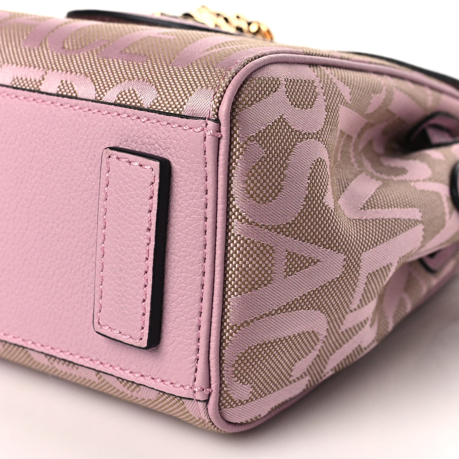 Versace Calfskin Canvas Allover La Medusa Small Top Handle Handbag Pink 8 of 8