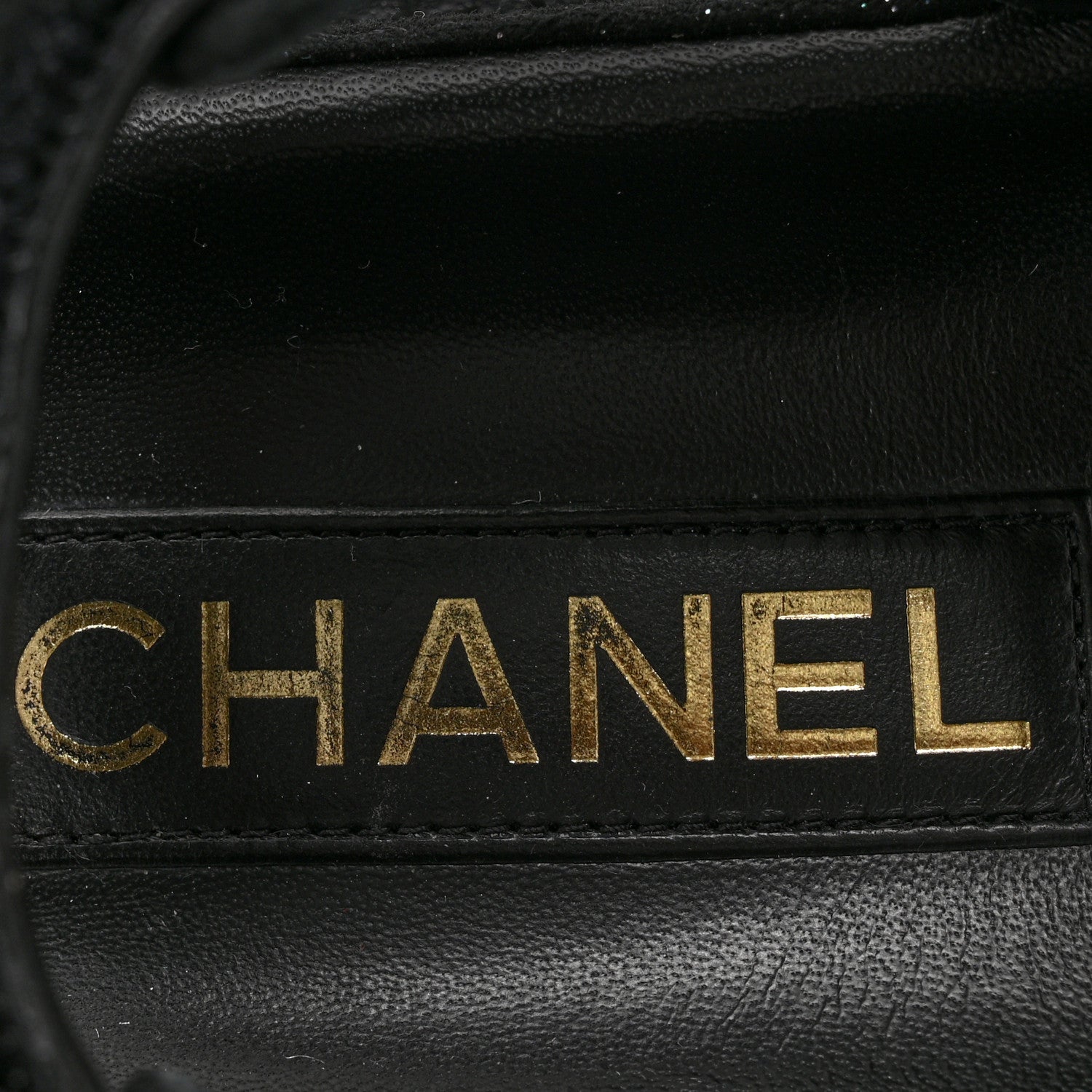 Chanel Suede Kidskin Glitter Crystal Velcro Dad Sandals 38 Black Silver 7 of 9