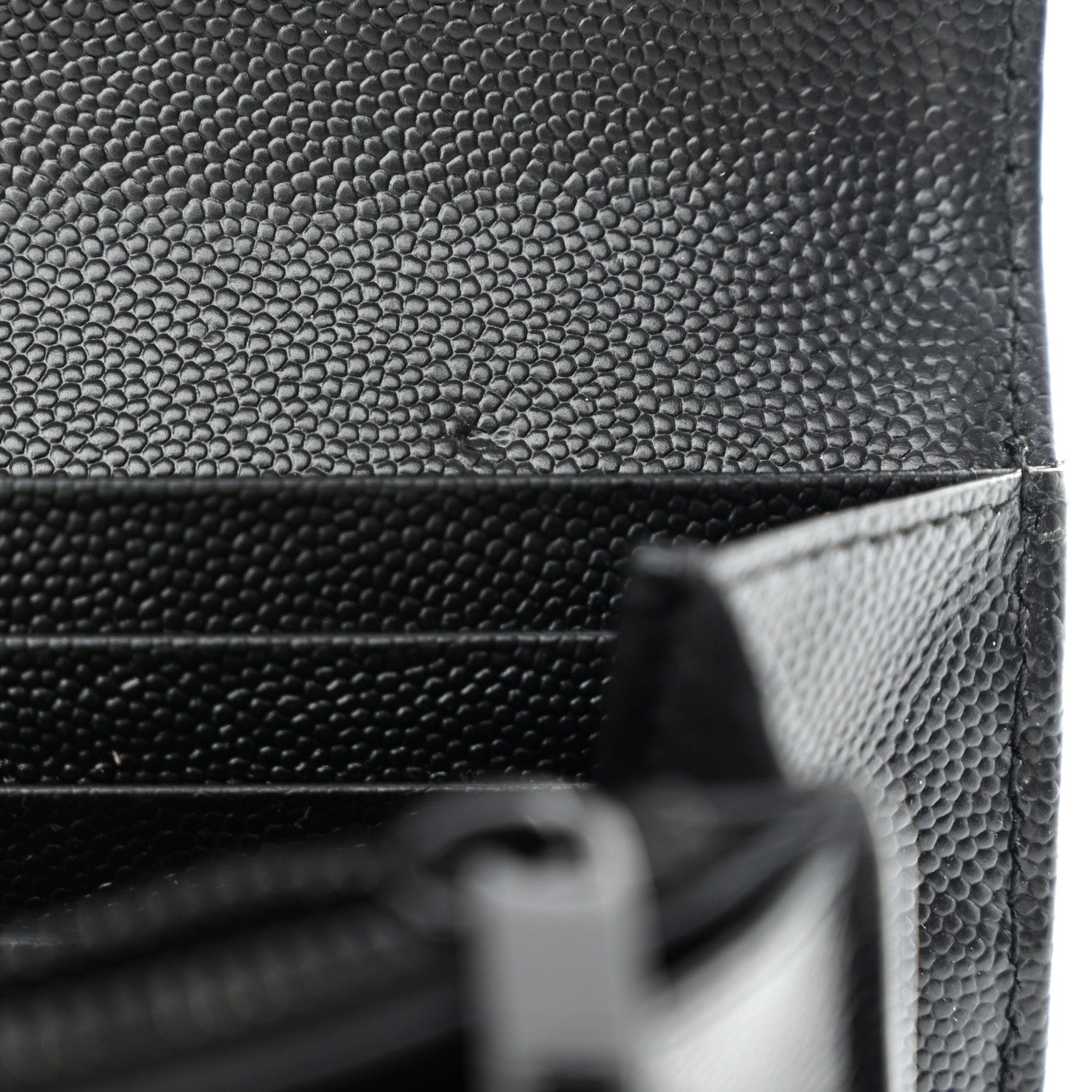 Saint Laurent Grain De Poudre Matelasse Chevron Monogram Flap Wallet Black 10 of 12