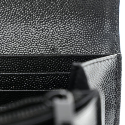 Saint Laurent Grain De Poudre Matelasse Chevron Monogram Flap Wallet Black 10 of 12