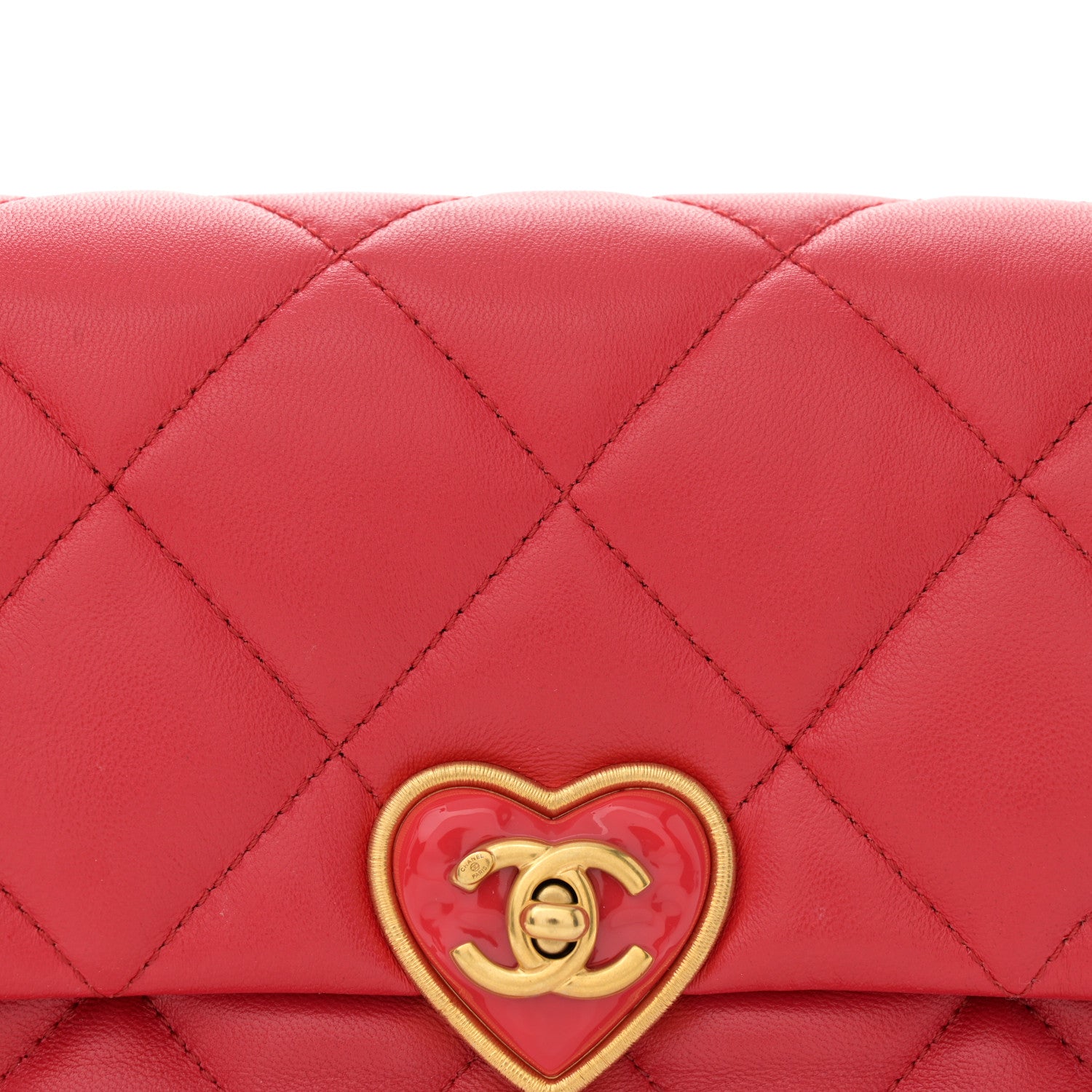 Chanel Lambskin Plexiglass Quilted Coco Love Flap Red 8 of 13