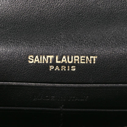 Saint Laurent Calfskin Crocodile Embossed Small Classic Monogram Kate Tassel Satchel Black 6 of 10