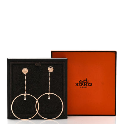 Hermes 18K Rose Gold Diamond Ex-Libris Earrings 5 of 5