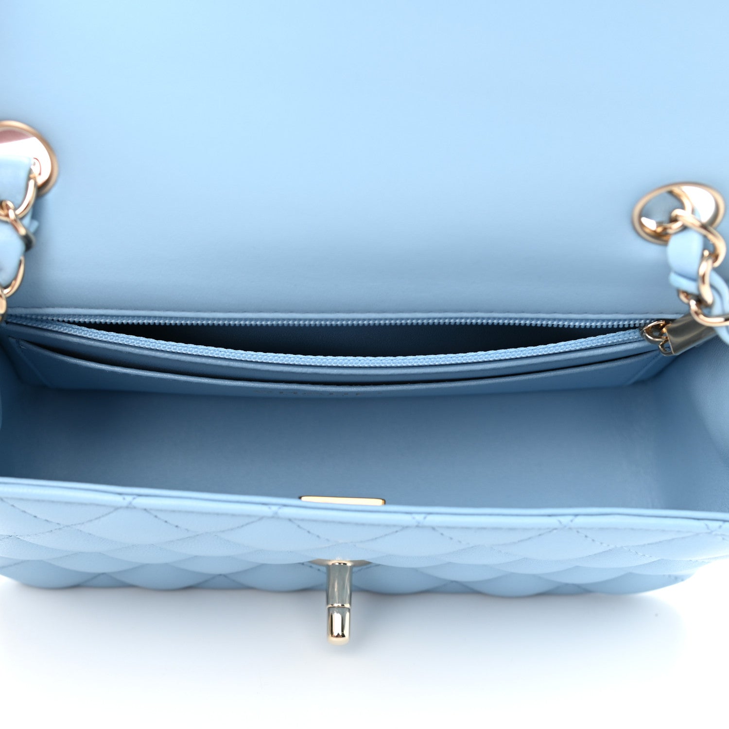 Chanel Lambskin Quilted Mini Rectangular Flap Light Blue 4 of 10