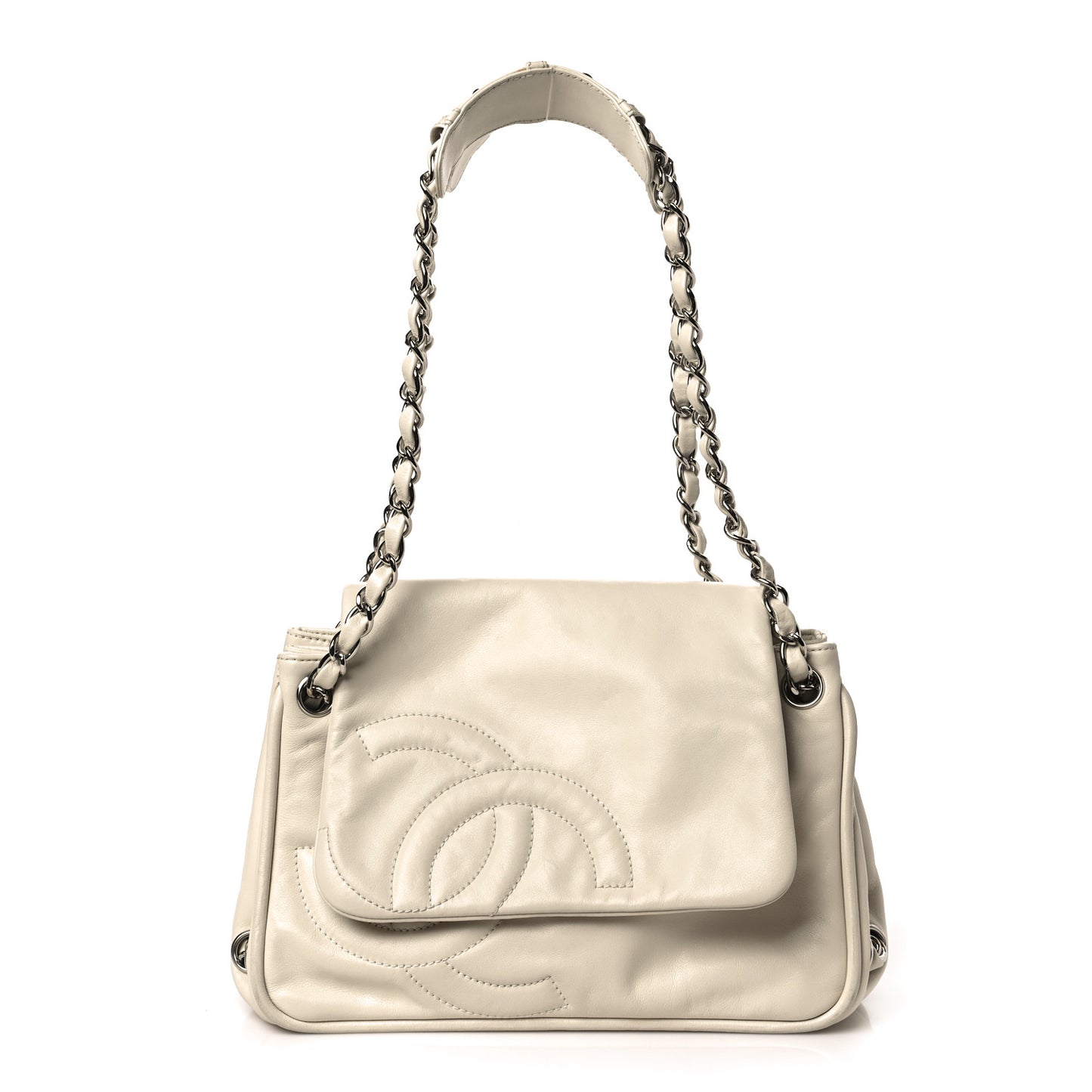 Calfskin Timeless Accordion Flap White