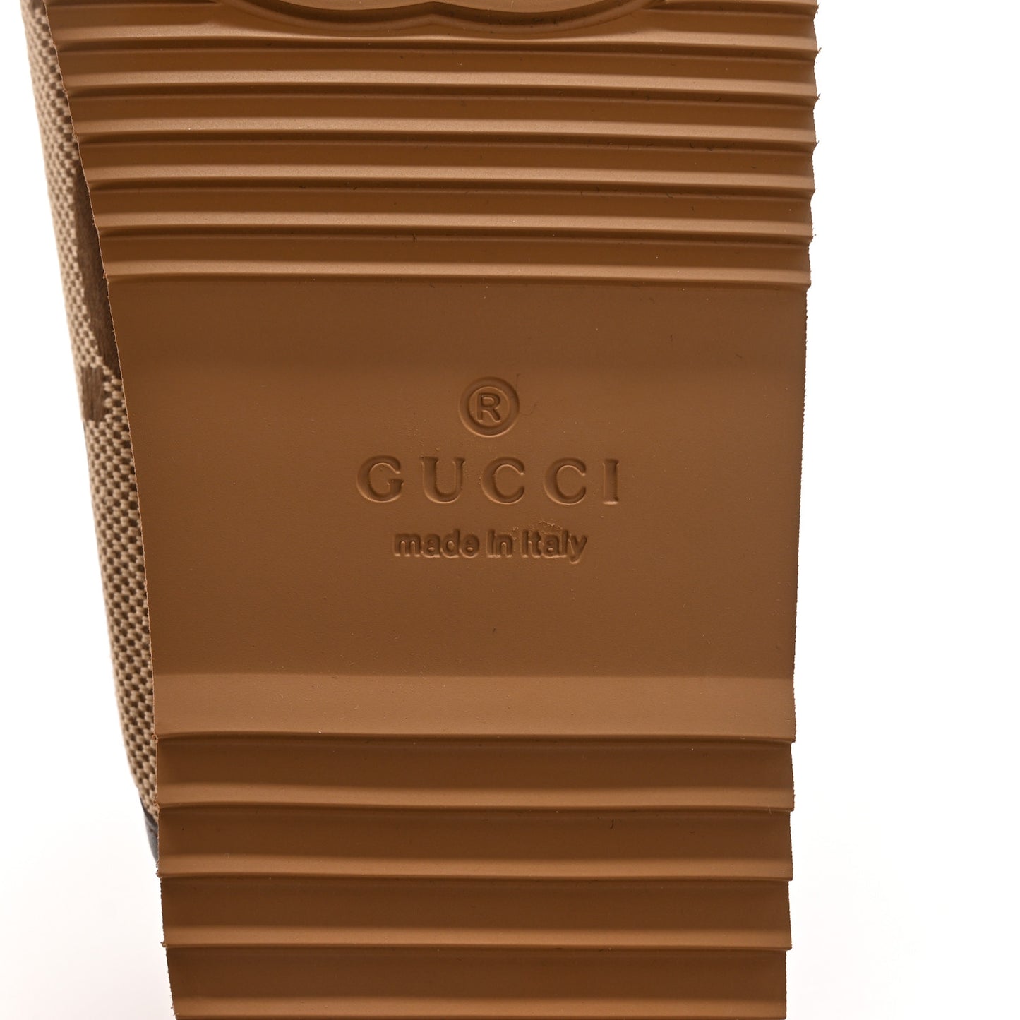 Monogram Jumbo GG Nappa Samoa Platform 40mm Slide Sandals 35 Camel Ebony New Acero
