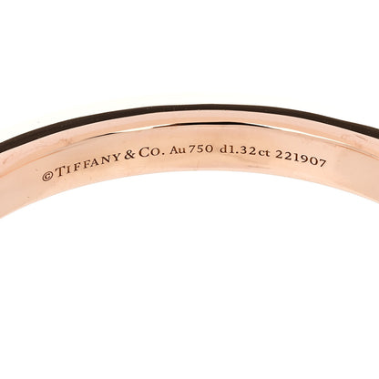 Tiffany 18K Rose White Gold Diamond Tiffany Lock Half Pave Bangle Bracelet 3 of 4