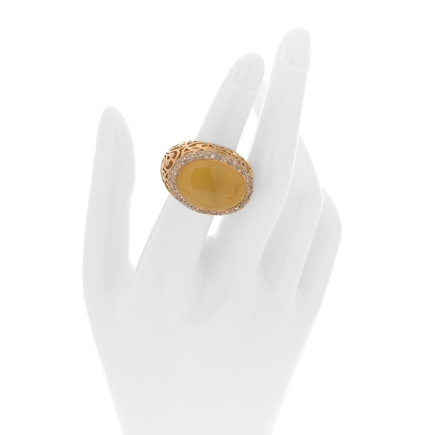 Pomellato 18K Rose Gold Champagne Diamond Amber Arabesque Dome Ring 52 6 2 of 5