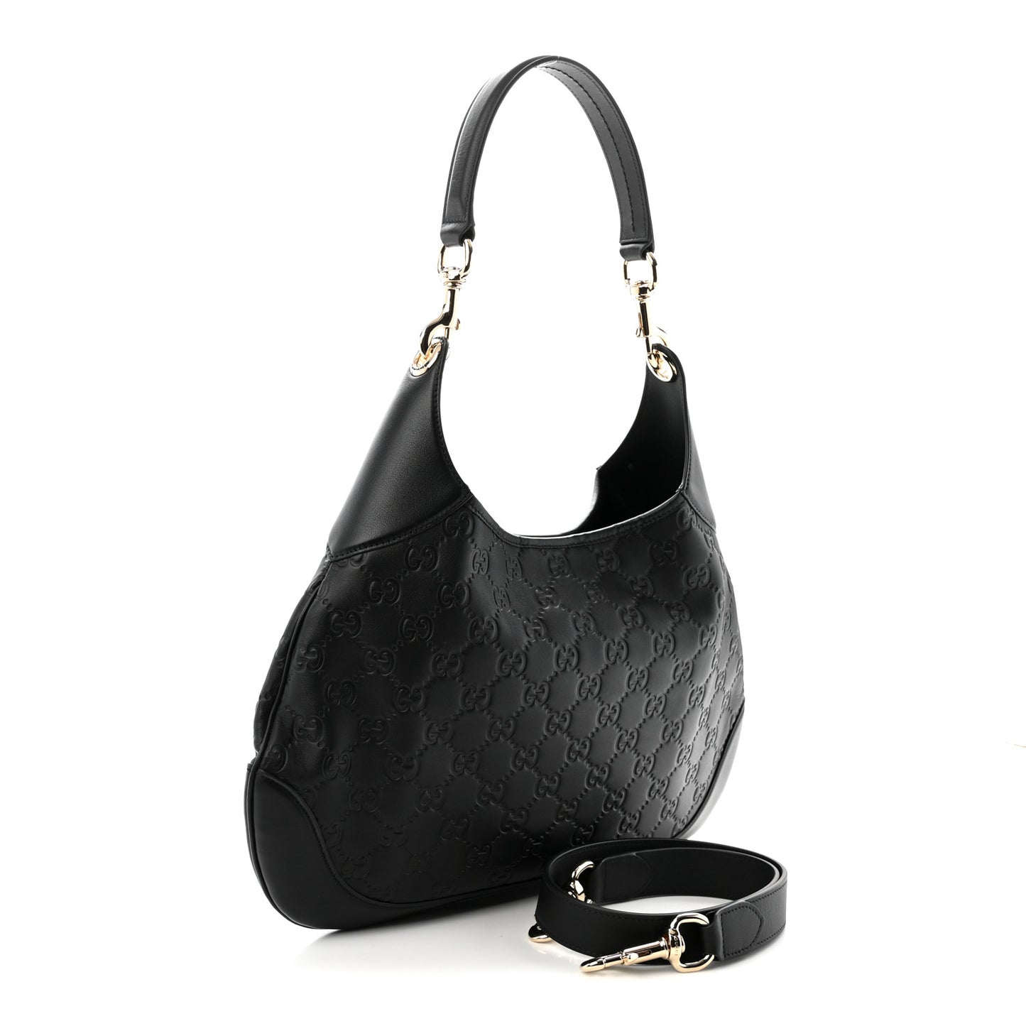 GG Calfskin Embossed B Medium Shoulder Bag Arabella Black