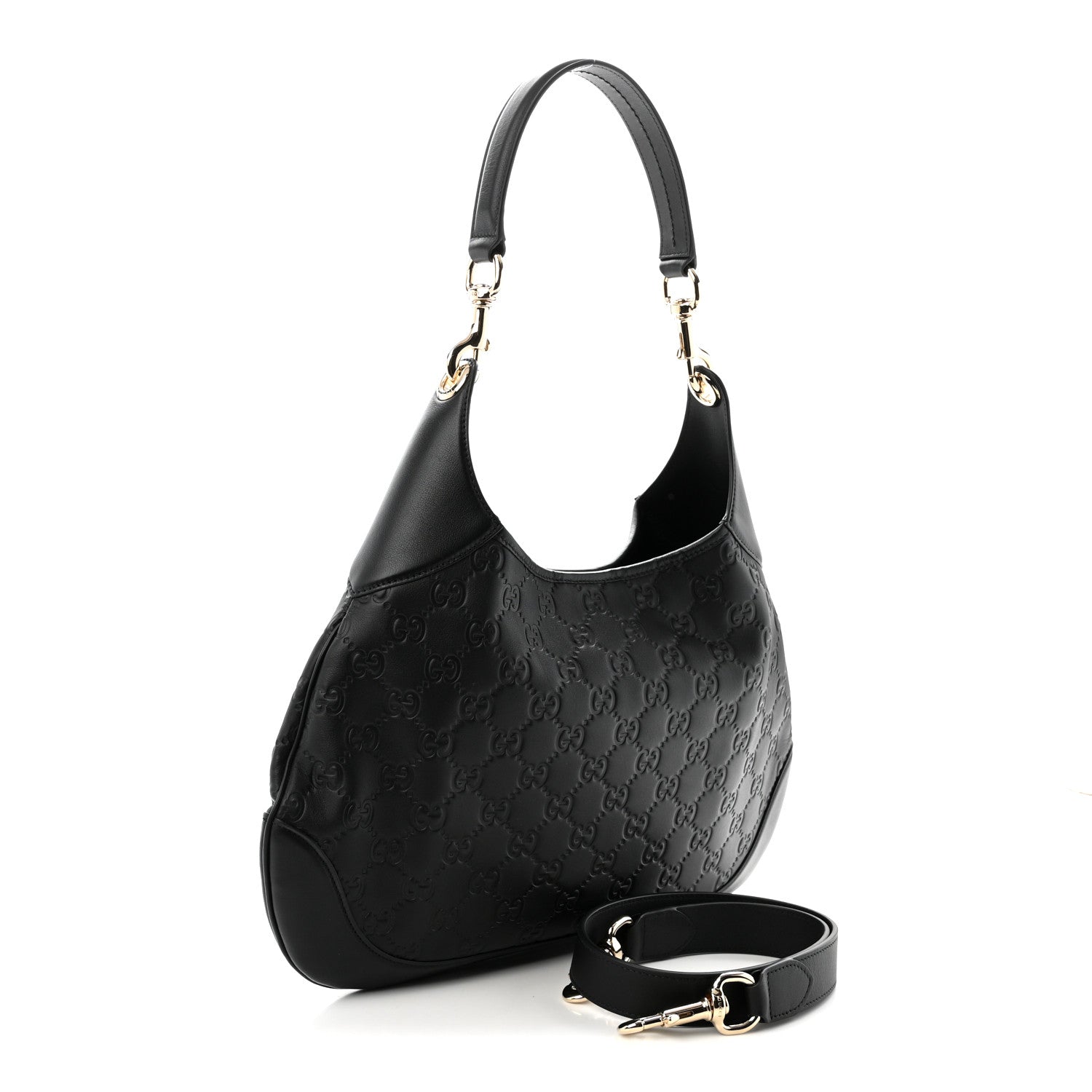 Gucci GG Calfskin Embossed B Medium Shoulder Bag Arabella Black 3 of 10