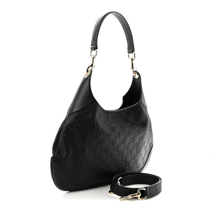 Gucci GG Calfskin Embossed B Medium Shoulder Bag Arabella Black 3 of 10
