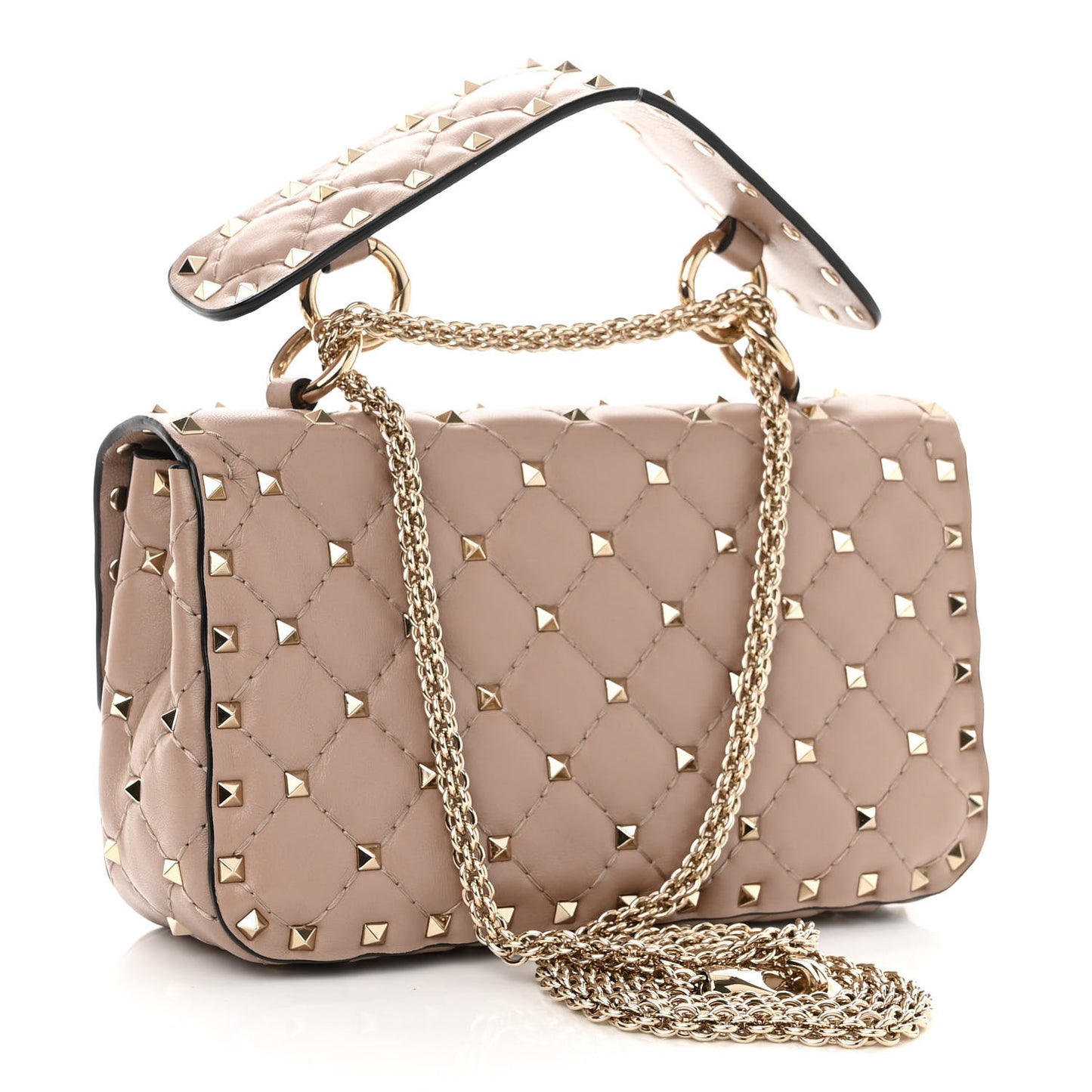 Nappa Small Rockstud Spike Shoulder Bag Poudre
