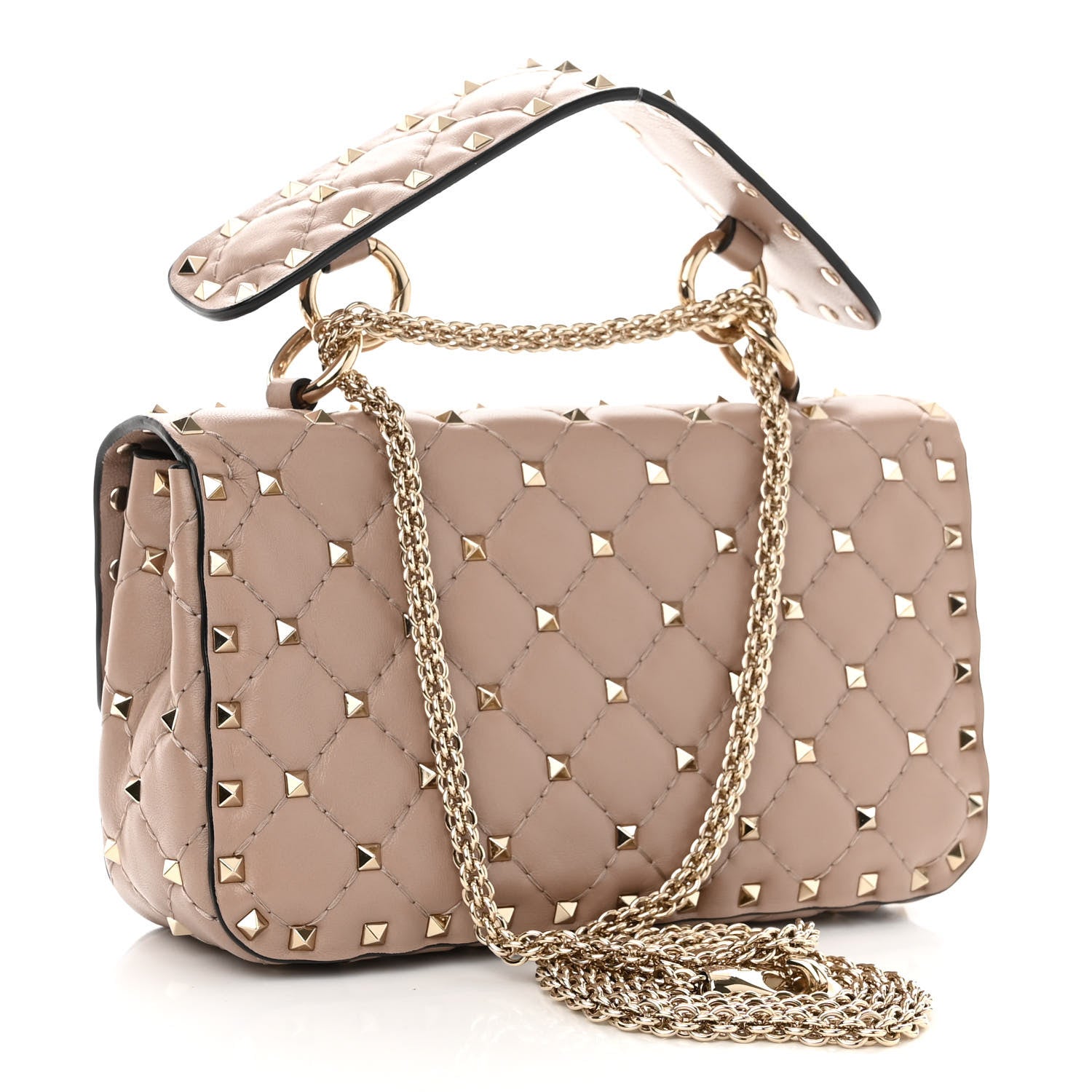 Valentino Garavani Nappa Small Rockstud Spike Shoulder Bag Poudre 3 of 9