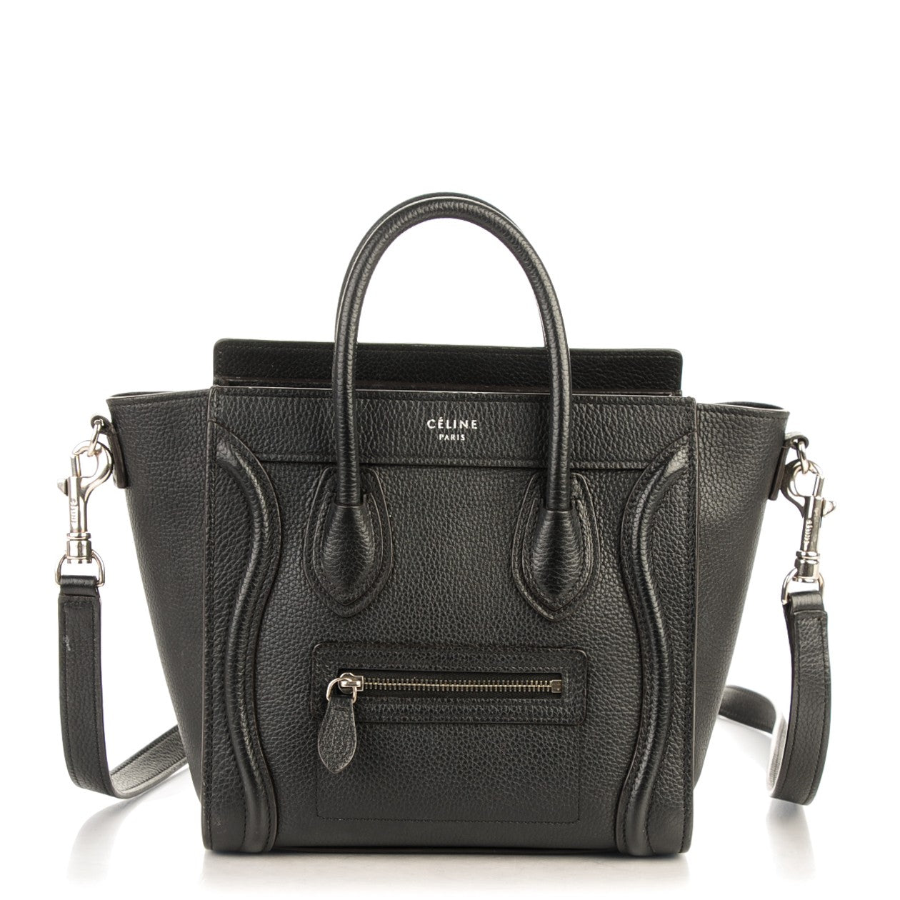 Celine Drummed Calfskin Nano Luggage Black 1 of 7