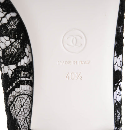 Chanel Lace Grosgrain Cap Toe CC Ballerina Flats 40.5 Black 6 of 8