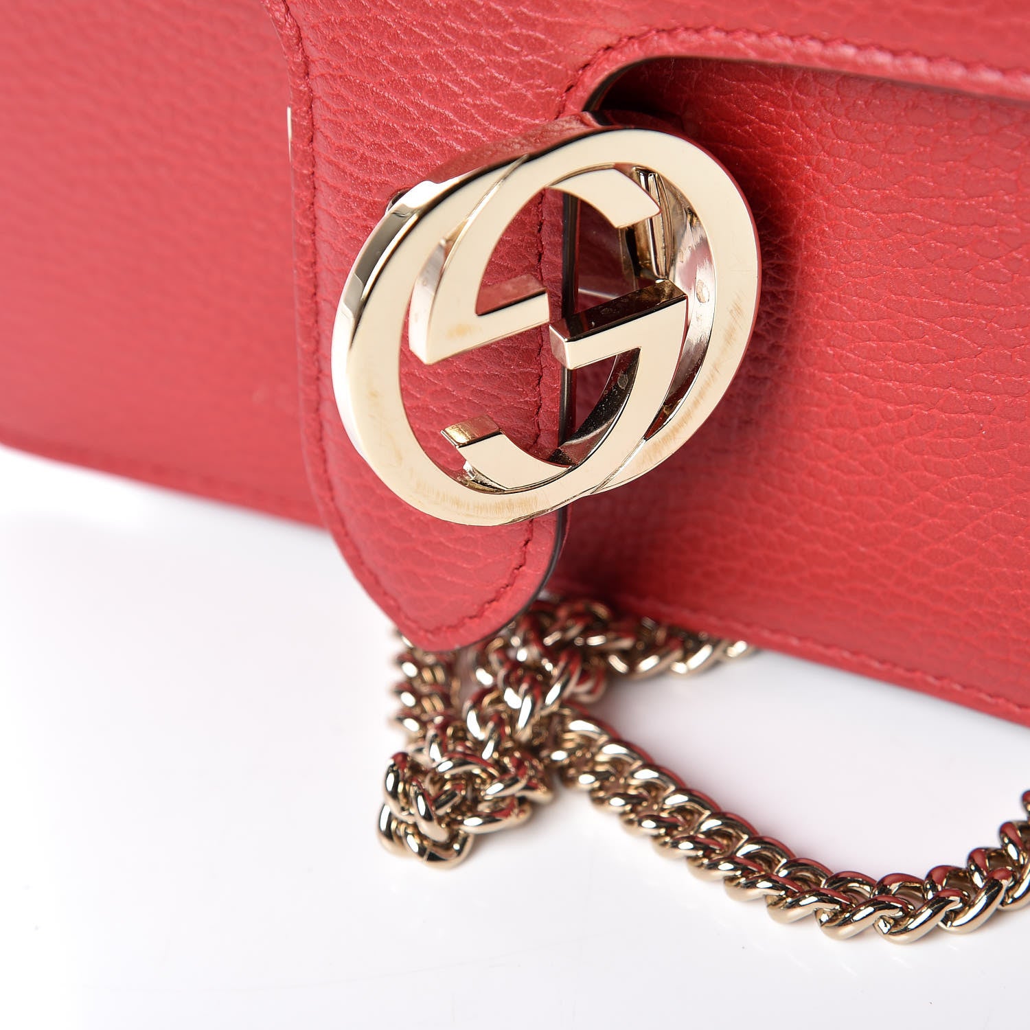 Gucci Dollar Calfskin Small Interlocking G Shoulder Bag Red 10 of 11